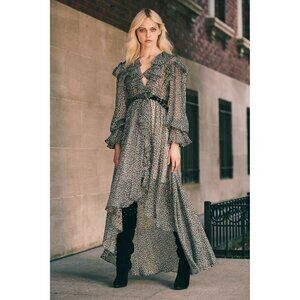 NWT $1,145 Philosophy Di Lorenzo Serafini Silk Leopard Maxi Dress Multi Size US